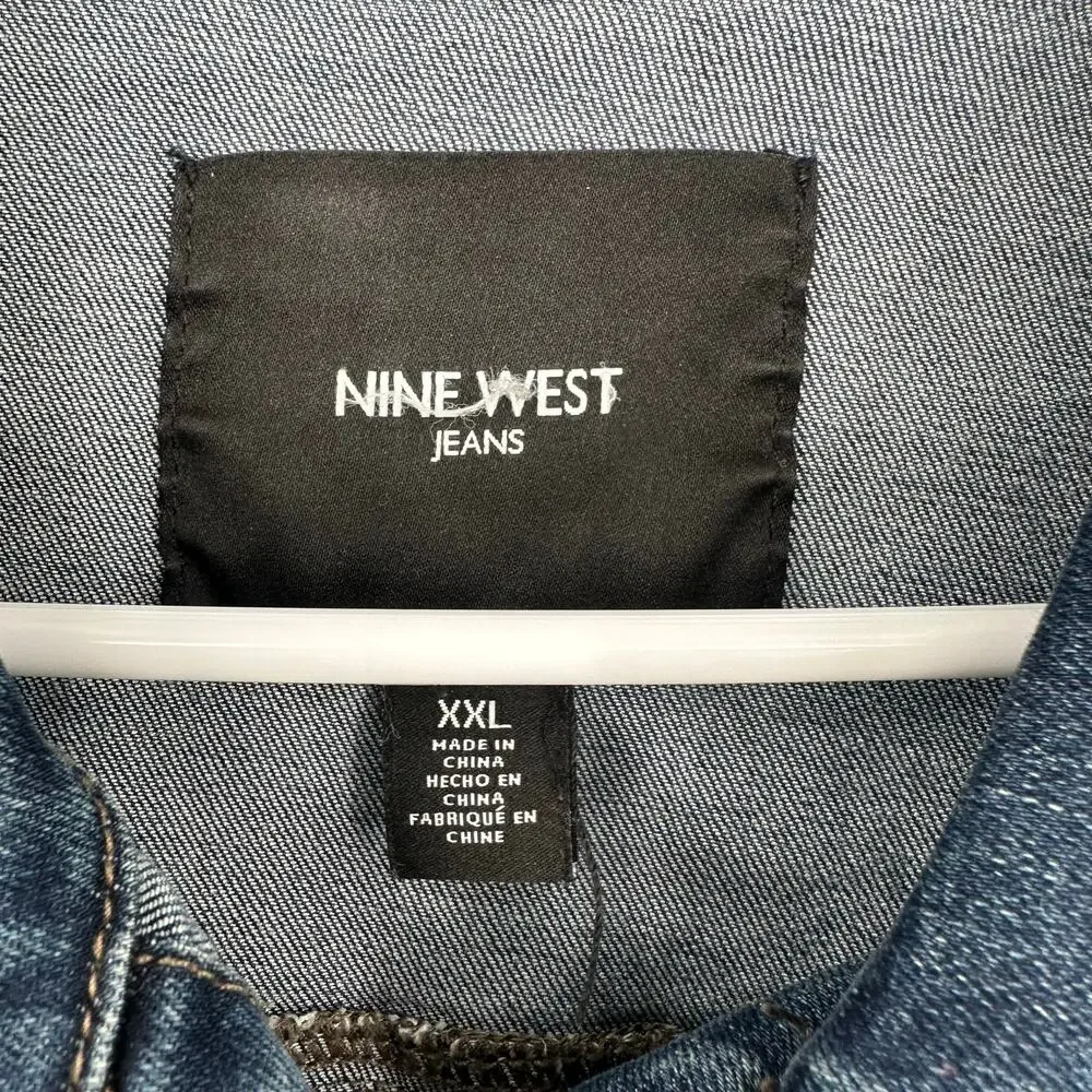 Nine West Jeans Size XXL Missy Lightweight‎ Blue Jean Denim Jacket Button Front